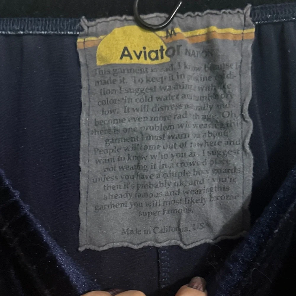 Aviator Nation blue Joggers with Red and Yellow Stripes - Picture 3 of 4